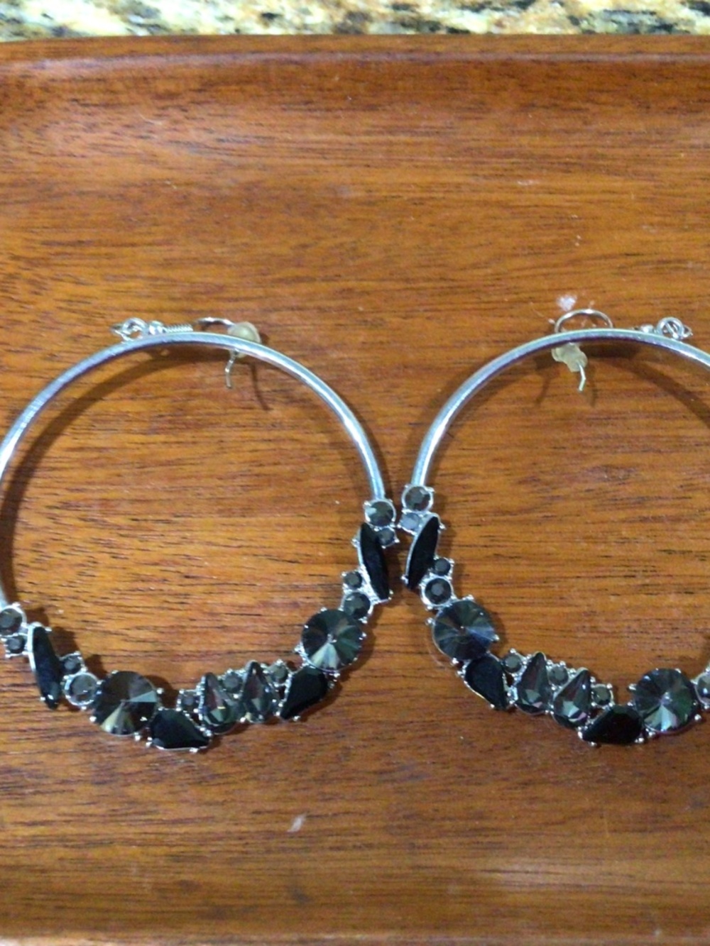 Three pair of silver tone earrings with rhinestones and beads. New without tags - Picture 2 of 7